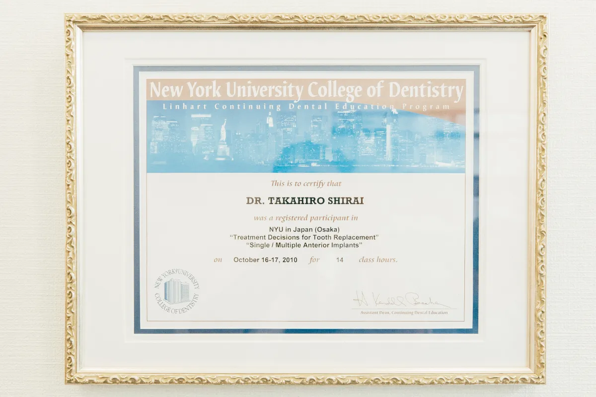 2010年 ニューヨーク大学歯学部 Linhart Continuing Dental Education Program